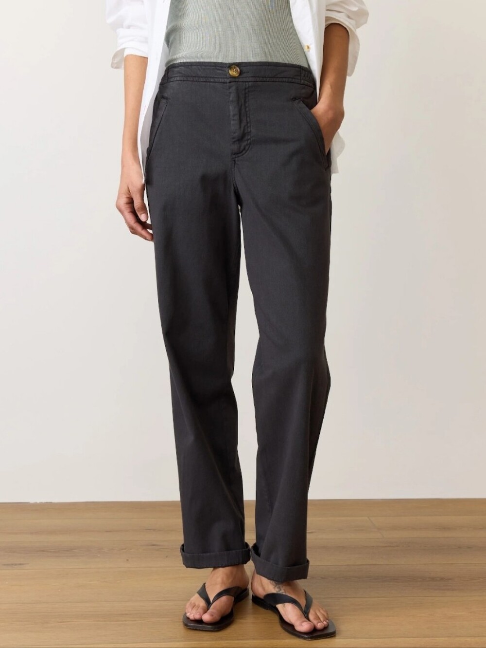 Marine Layer Saturday Pant Mid Rise Straight-Leg in Phantom Size XL